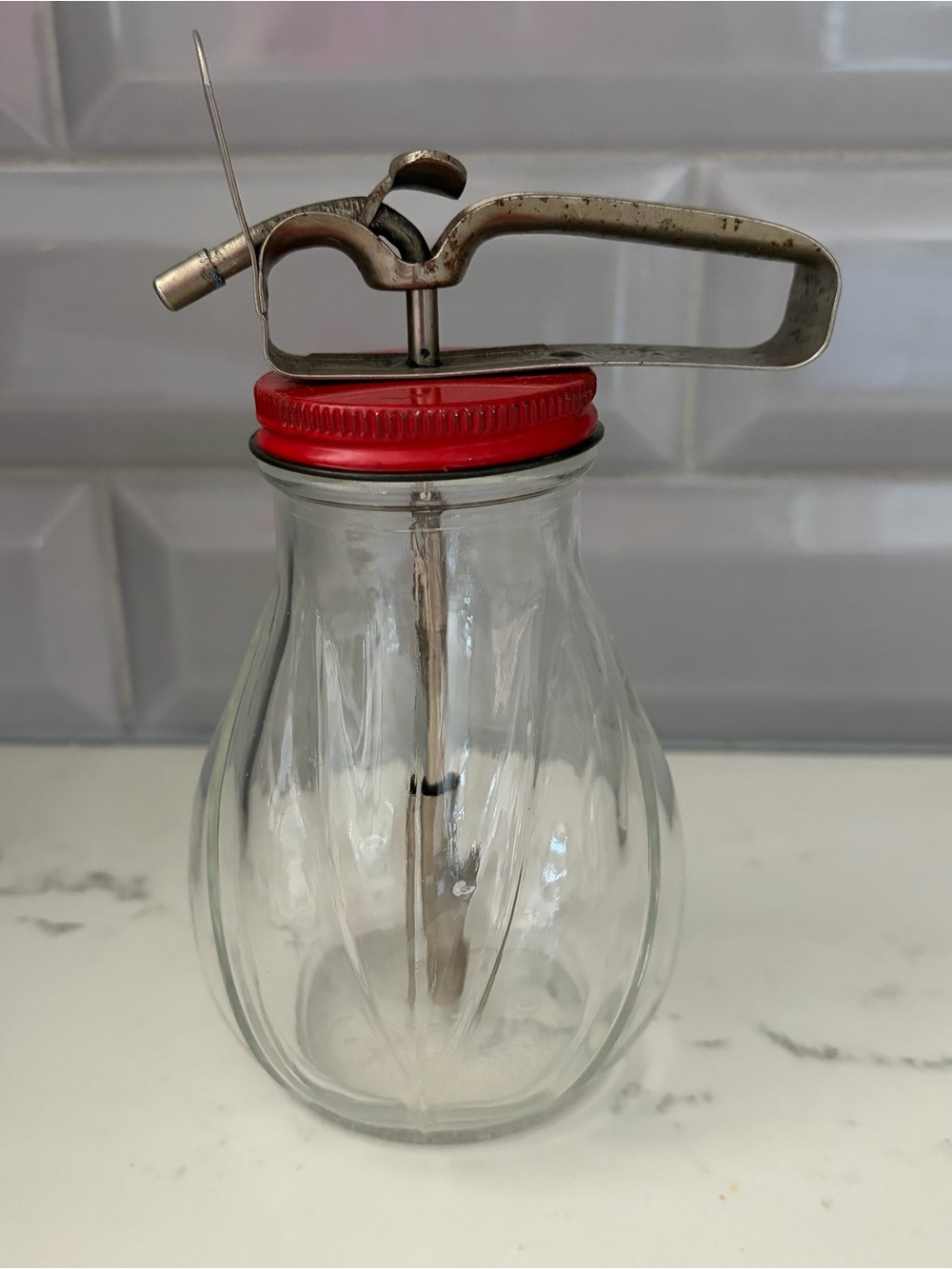 1940s Vintage Federal Tool Corp Honey/Syrup Glass Bottle Dispenser
